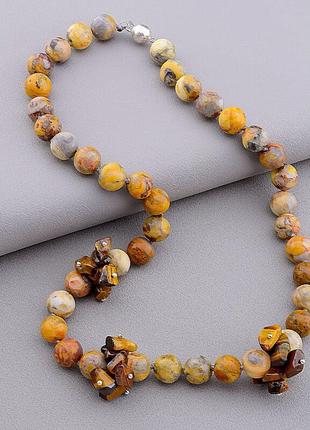Бусы  яшма,тигровый глаз 48 см.