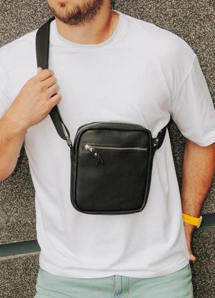 Мужская шикарная качественная и стильная сумка мессенджер из натуральный кожи