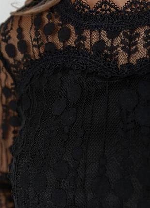 Блуза женская классическая гипюровая, цвет черный, 204r156.4 фото