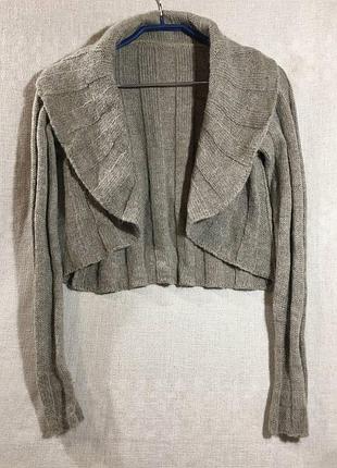 Тепле затишне в'язане з вовною і мохером болеро кардиган