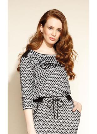 Блузка візерункове з ромбиками трикотажний рукав 3/4 осіння зимова zaps meriem 004 чорна
