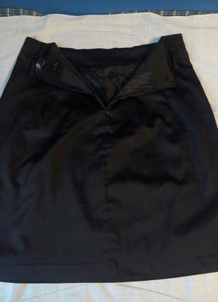 Черная прямая сатиновая юбка батал стрейч 44р ze-ze5 фото
