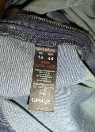 Натуральна-100% ліоцел,джинсова блузка з розрізом на рукаві,великого розміру,george8 фото