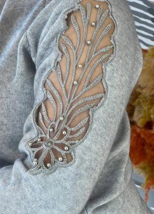 Комфортный свитер, р.уни 42-46, трикотаж, серый4 фото
