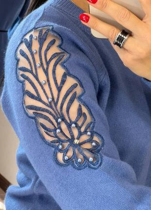 Комфортный свитер, р.уни 42-46, трикотаж, синий3 фото