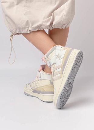 🔥жіночі кросівки adidas football originals forum 84 mid milk grey pink8 фото