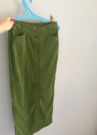 Изумрудная юбка-карандаш на высокий рост1 фото