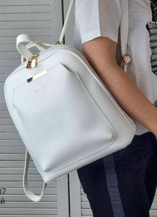 Жіночий шикарний та якісний рюкзак сумка для дівчат з еко шкіри  білий