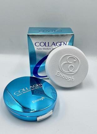 Тон 21 коллагеновая пудра со сменным блоком. enough collagen hydro moisture two way cake3 фото