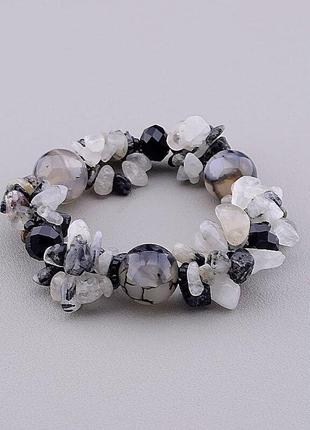 Оригинальный браслет с натуральным  волосатик, чешский хрусталь 18 см.