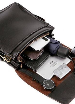 Сумка-планшет мужская эко кожа, мужская сумка через плечо барсетка планшетка черный6 фото