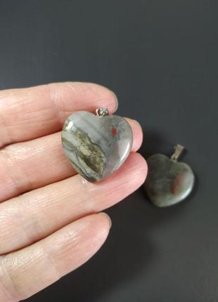 Кулон серце з натурального мохового агату2 фото