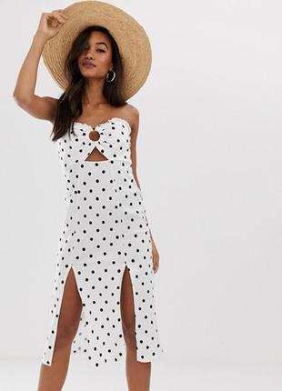 Натуральное стильное платье в горошек от asos, хлопок, код 00552 фото