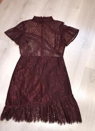 Роскошное платье цвета марсала из качественного и нежного кружева гипюра asos4 фото