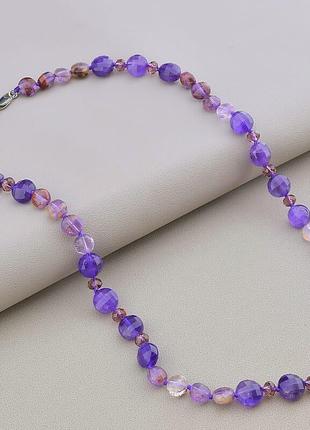 Бусы  аметист,чешский хрусталь 52 см.