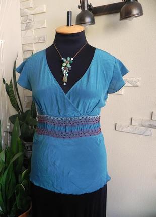 Шовкова блуза смарагдового кольору