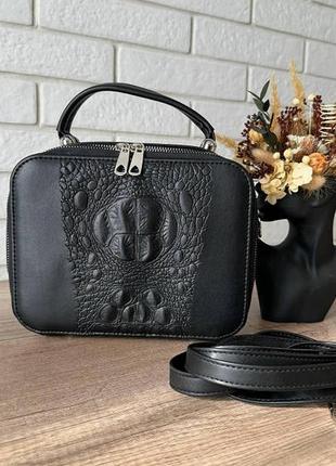 Жіноча міні сумочка клатч рептилія чорна, маленька каркасна сумка під рептилію1 фото