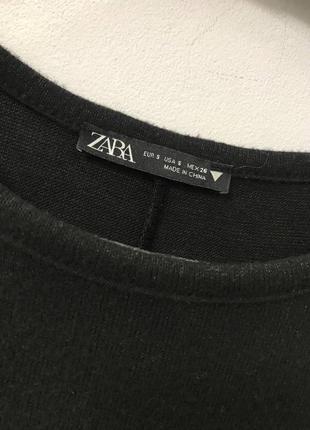 Черное тёплое платье zara мини трапеция с длинными рукавами8 фото