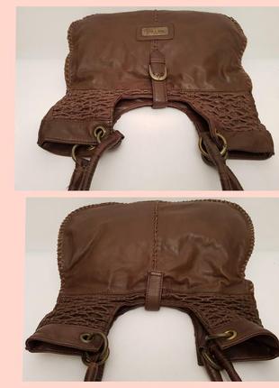 Бесподобная кожаная сумка декор плетение nikova красивого коричневого цвета5 фото