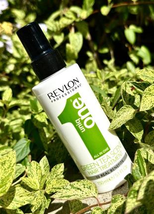 Спрей-маска для ухода за волосами с ароматом зеленого чая revlon professional uniq one ​​green tea scent treatment1 фото