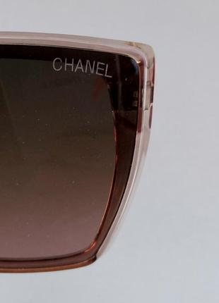 Chanel очки женские солнцезащитные большие коричневые с розовым9 фото
