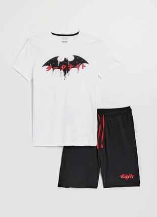 Пижамный комплект the batman мужской новый, пижама футболка белая и шорты черные бэтмен размер xxl