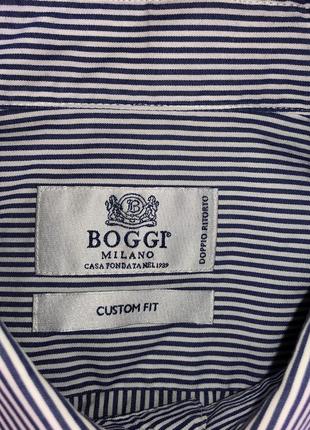 Boggi milano 39 15 1/2 сорочка в смужку біло-блакитна4 фото