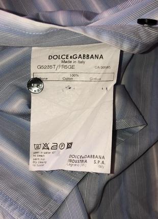 Dolce & gabbana 38 15 italy slim fit блакитна сорочка в смужку приталені8 фото