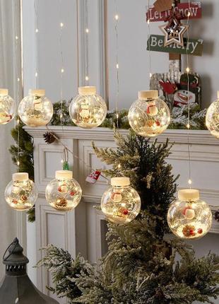 Гирлянда xmas ww-1 copper curtain ball lamp 7258 снеговик, теплый белый свет6 фото