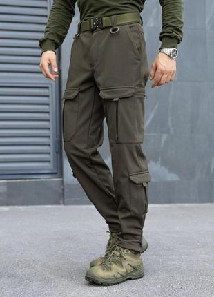 Штани карго чоловічі демісезонні з кишенями хакі pobedov hardy2 фото