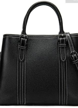 Класична жіноча сумка в шкірі флотар vintage 14861 чорна1 фото