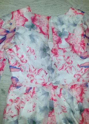 Шикарный нарядный летний шифоновый ромпер, комбинезон в цветочный принт8 фото
