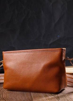 Красивая небольшая сумка на плечо из натуральной кожи 22139 vintage рыжая7 фото