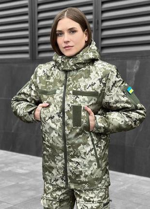 Військова зимова жіноча куртка піксель pobedov motive