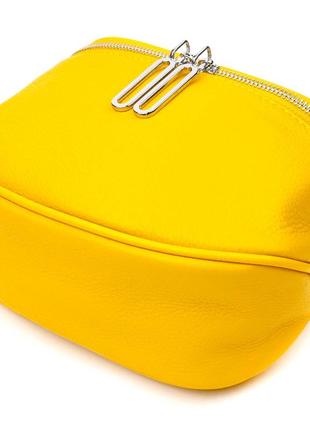 Яркая женская сумка через плечо из натуральной кожи 22116 vintage желтая3 фото