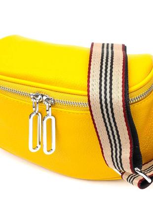 Яркая женская сумка через плечо из натуральной кожи 22116 vintage желтая1 фото