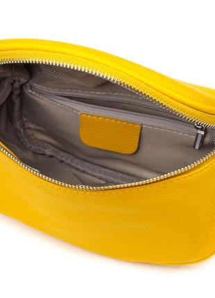 Яркая женская сумка через плечо из натуральной кожи 22116 vintage желтая5 фото