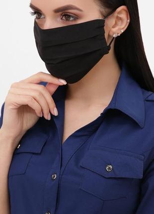 Маска защитная чёрная хлопковая многоразовая тканевая