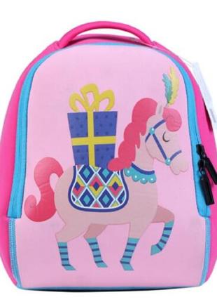 Детский рюкзак, розовый. лошадка.