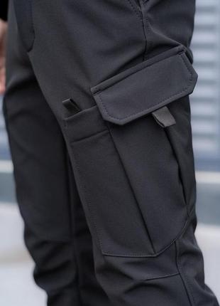 Штани карго чоловічі весняні з кишенями чорні pobedov static5 фото