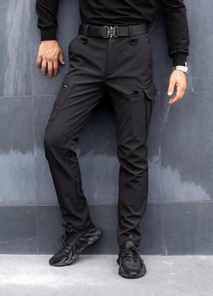 Штани карго чоловічі весняні з кишенями чорні pobedov static3 фото