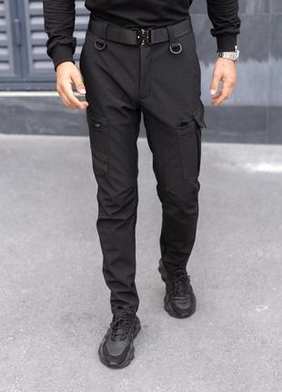 Штани карго чоловічі весняні з кишенями чорні pobedov static2 фото