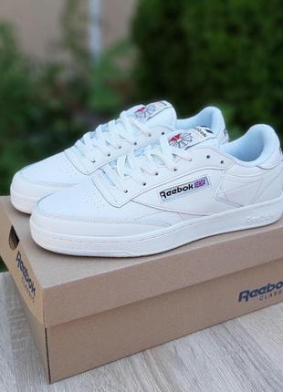 Круті чоловічі кросівки reebok classic club c молочні