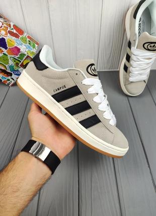 Чоловічі кеди adidas campus 00s gray black з натуральної замші