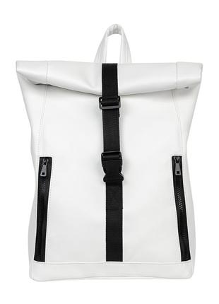 Женский большой белый рюкзак ролл для ноутбука5 фото