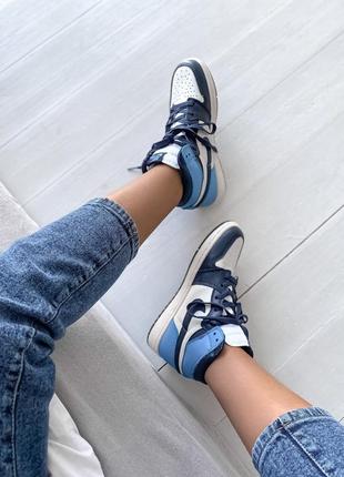 Ботинки nike jordan 1 retro high patent blue toe черевики3 фото