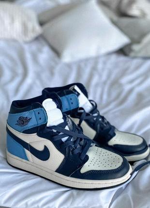 Черевики jordan 1 retro high patent blue toe черевики