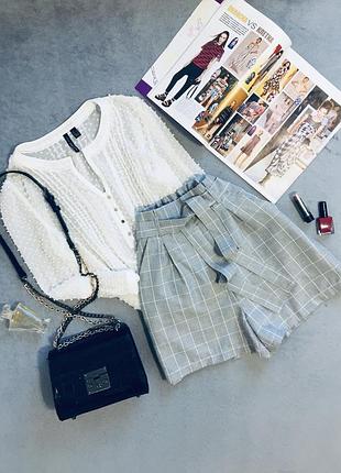 Якісні шорти з поясом в клітку/ дуже висока посадка house