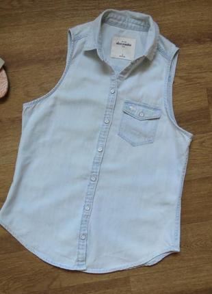 Стильная котоновая рубашка  на кнопках блуза без рукавов от abercrombie5 фото