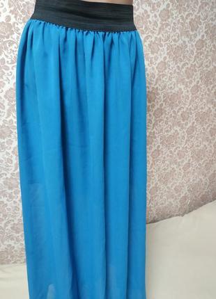 Шифонова довга спідниця блакитного кольору